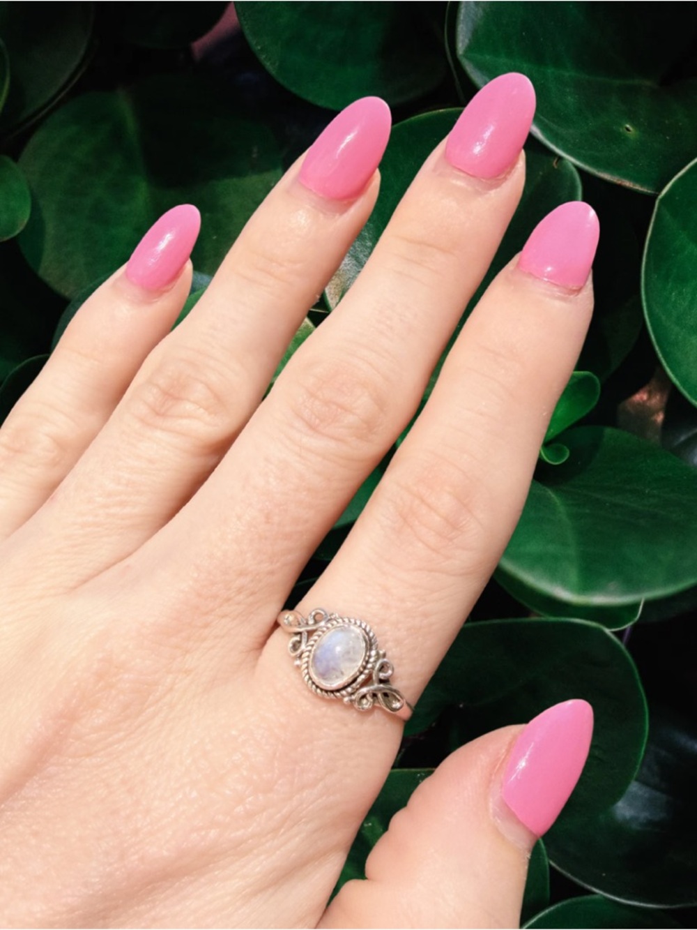 Sterling Silver Moonstone Ring | Blue Flash Moonstone | Size 9 | Boho New